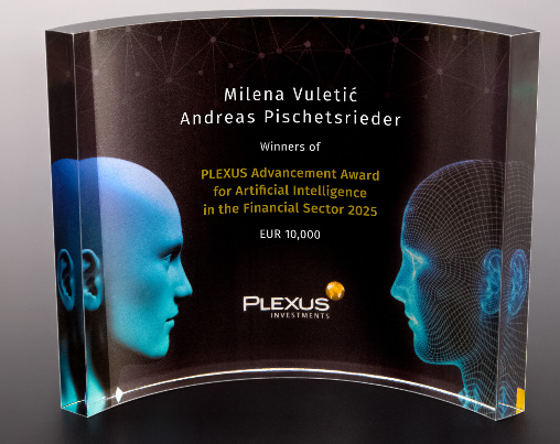 An award for Milena Vuletic, the "PLEXUS Award for Artificial Intelligence in Finance"